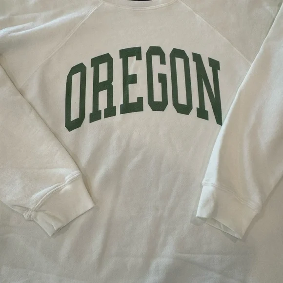 Free People Retro Brand Oregon sweatshirt Cream and Green medium Sweatshirt NEW - Picture 4 of 10